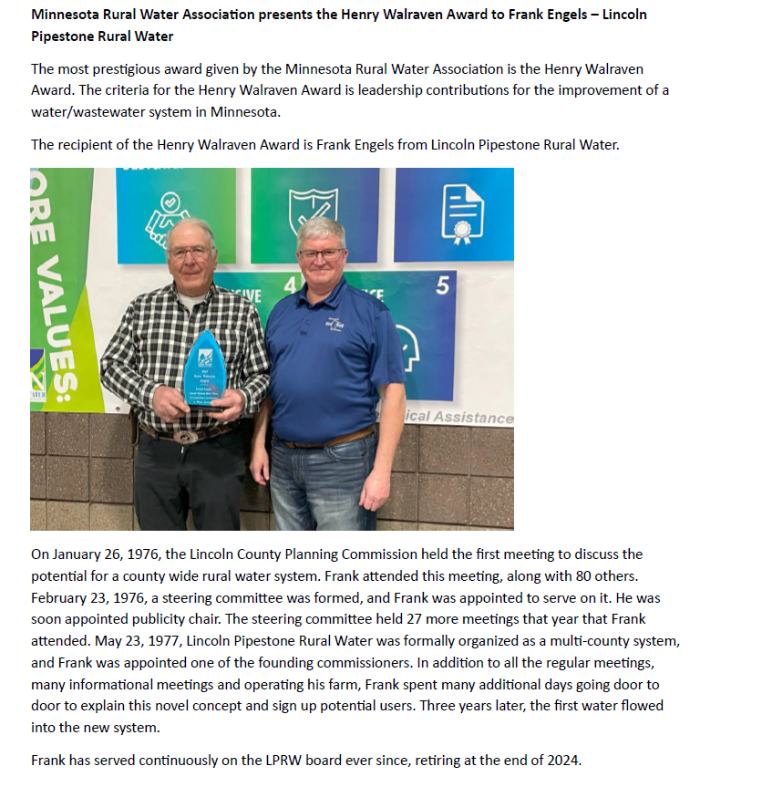 Henry Walraven Award